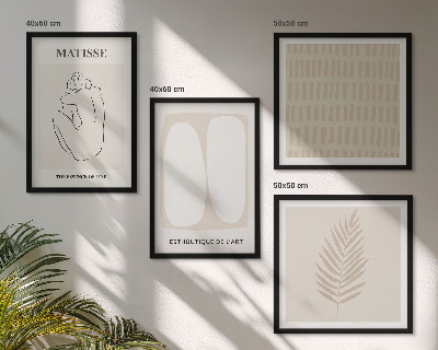 Set om 4 tavlor Linjer former beige vita