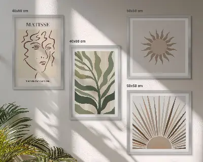 Abstrakta växtmönster set om 4 tavlor