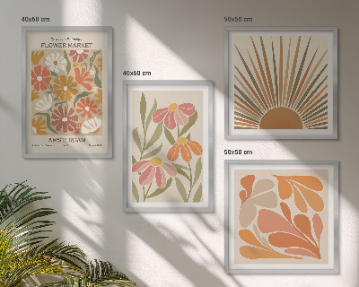 Tavelvägg med 4 tavlor Pastellfärgade solblommor