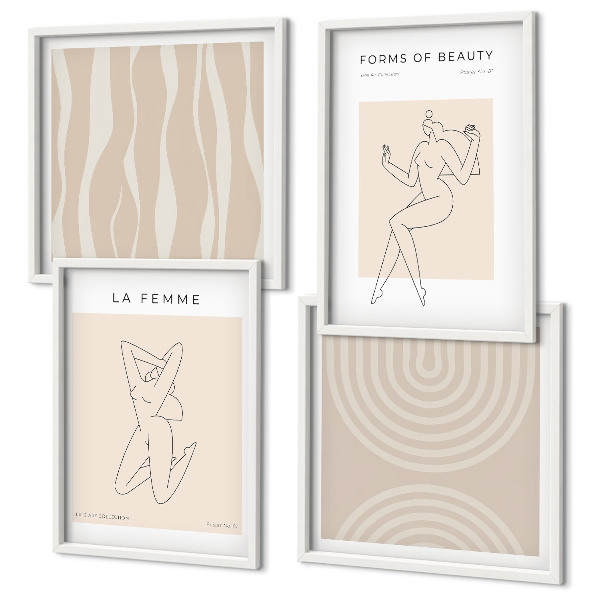 Set om 4 tavlor En samling minimalistiska former