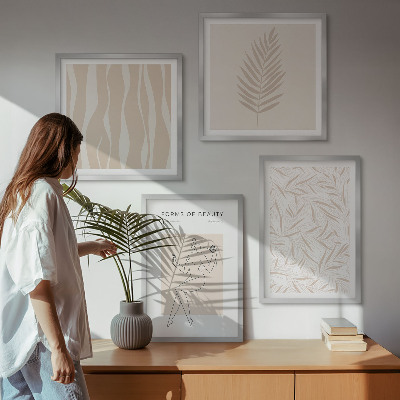 Tavelvägg med 4 tavlor Minimalistiska växtmotiv