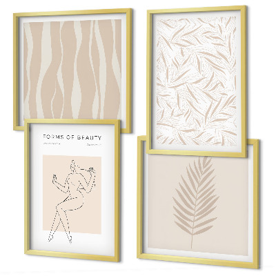 Tavelvägg med 4 tavlor Minimalistiska växtmotiv