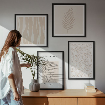 Tavelvägg med 4 tavlor Minimalistiska växtmotiv
