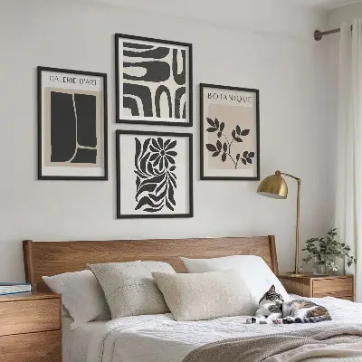 Abstrakta växtmönster set med 4 tavlor