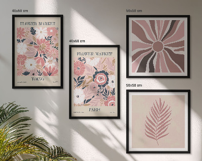 Tavelvägg med 4 tavlor Blommönster lämnar geometri