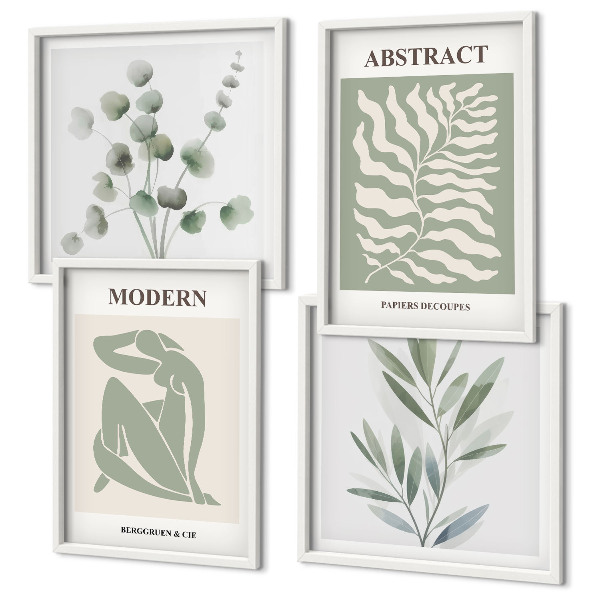 Tavelvägg med 4 tavlor Matisse-design boho-växter