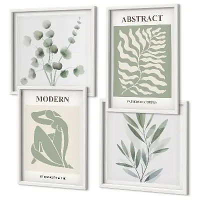 Tavelvägg med 4 tavlor med Matisse-inspirerad boho-design