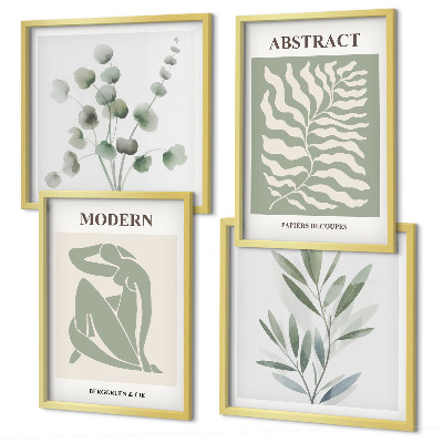 Tavelvägg med 4 tavlor Matisse-design boho-växter