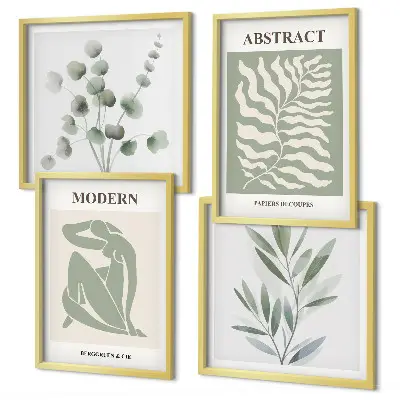 Tavelvägg med 4 tavlor med Matisse-inspirerad boho-design