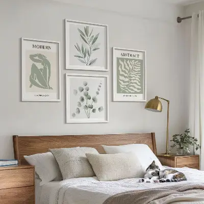 Tavelvägg med 4 tavlor med Matisse-inspirerad boho-design
