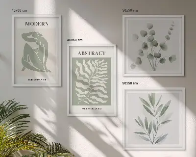Tavelvägg med 4 tavlor med Matisse-inspirerad boho-design