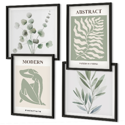 Tavelvägg med 4 tavlor Matisse-design boho-växter
