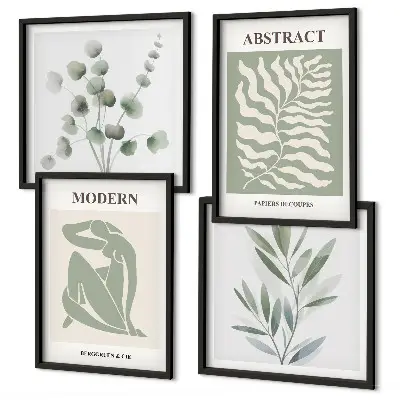 Tavelvägg med 4 tavlor med Matisse-inspirerad boho-design