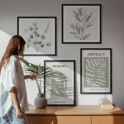Tavelvägg med 4 tavlor Matisse-design boho-växter