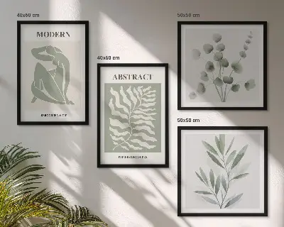 Tavelvägg med 4 tavlor med Matisse-inspirerad boho-design