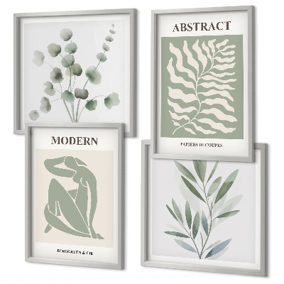 Tavelvägg med 4 tavlor Matisse-design boho-växter