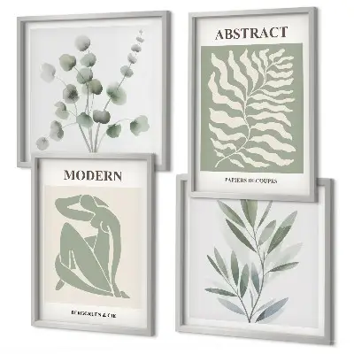 Tavelvägg med 4 tavlor med Matisse-inspirerad boho-design