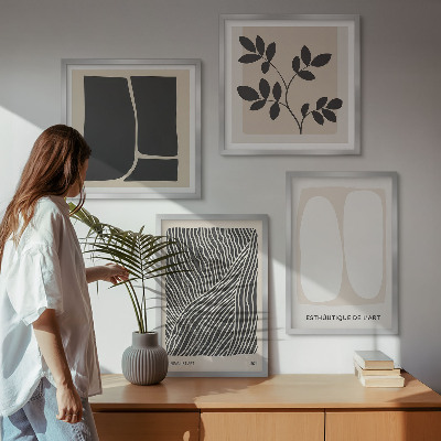 Tavelvägg ovanför soffa Minimalistiska växtmönster