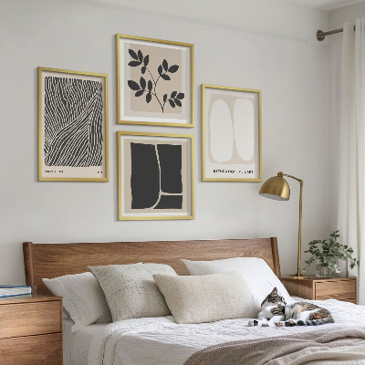 Tavelvägg ovanför soffa Minimalistiska växtmönster