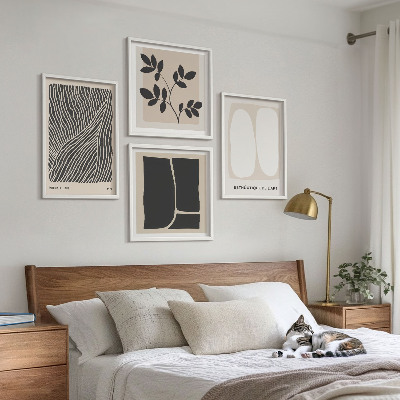 Tavelvägg ovanför soffa Minimalistiska växtmönster