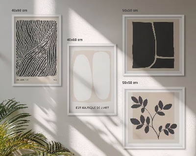 Tavelvägg ovanför soffa Minimalistiska växtmönster