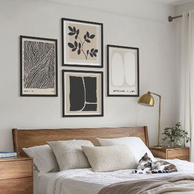 Tavelvägg ovanför soffa Minimalistiska växtmönster
