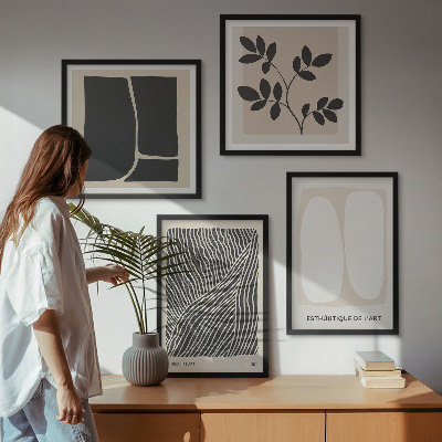 Tavelvägg ovanför soffa Minimalistiska växtmönster