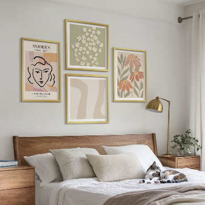 Tavelvägg med 4 tavlor Modern abstrakt kvinna