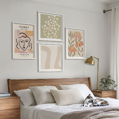 Tavelvägg med 4 tavlor Modern abstrakt kvinna