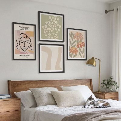 Tavelvägg med 4 tavlor Modern abstrakt kvinna