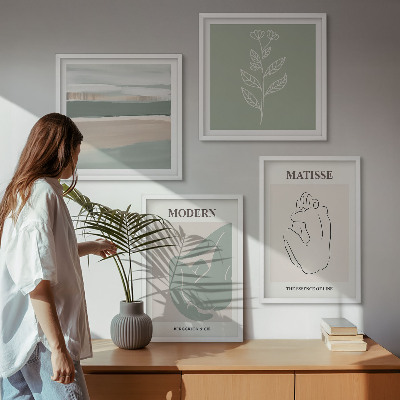 Tavelvägg ovanför soffa Abstrakta växtformer