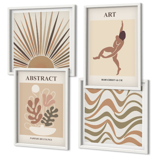 Set om 4 tavlor Matisse boho abstrakta mönster