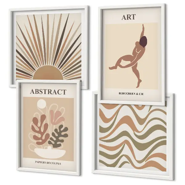 Matisse boho abstrakta mönster set om 4 tavlor