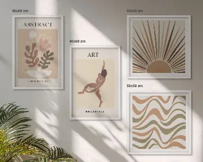 Matisse boho abstrakta mönster set om 4 tavlor