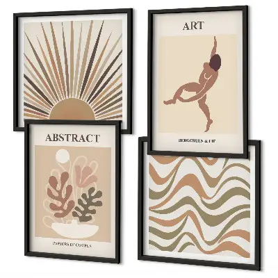 Matisse boho abstrakta mönster set om 4 tavlor