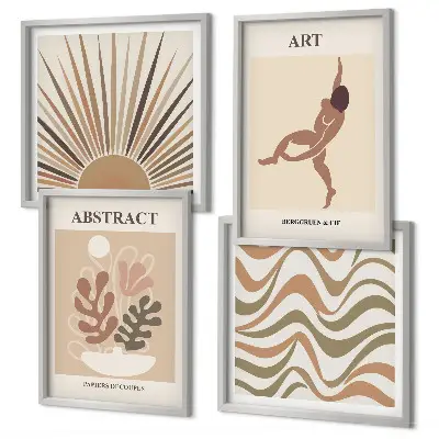 Matisse boho abstrakta mönster set om 4 tavlor