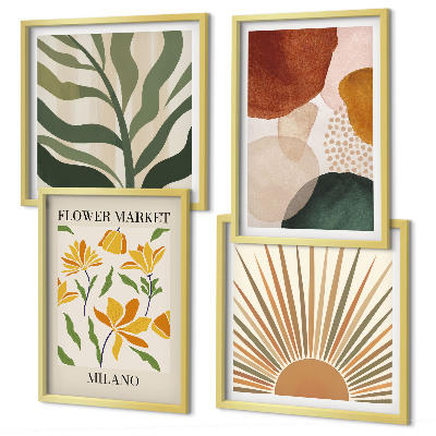 Tavelvägg ovanför soffa Abstrakta blommotiv
