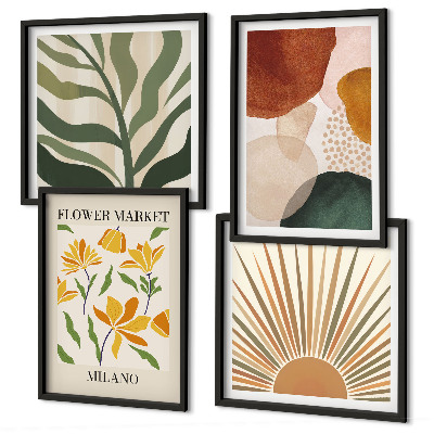Tavelvägg ovanför soffa Abstrakta blommotiv