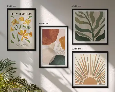 Abstrakta blommotiv tavelvägg för placering ovanför soffa