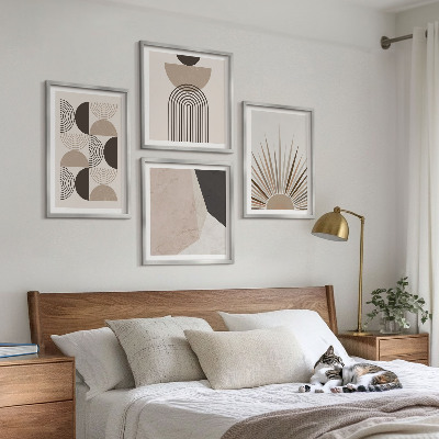Tavelvägg med 4 tavlor Abstrakta beige och bruna former