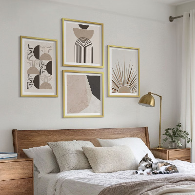 Tavelvägg med 4 tavlor Abstrakta beige och bruna former