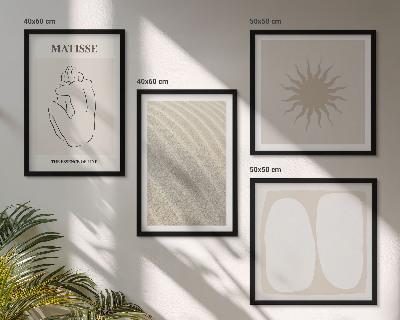 Tavelvägg ovanför soffa Minimalistiska sandvågor