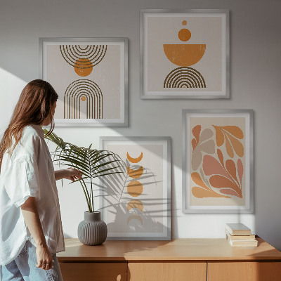 Tavelvägg ovanför soffa Abstrakta orange former