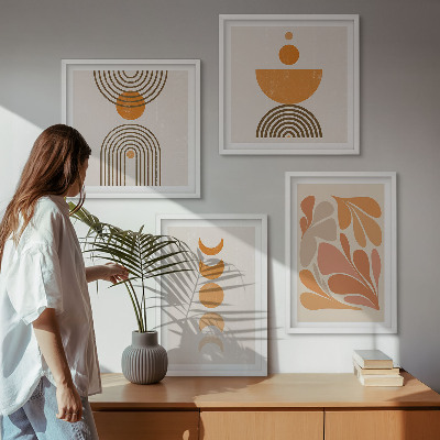 Tavelvägg ovanför soffa Abstrakta orange former