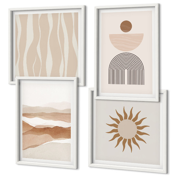 Set om 4 tavlor Abstrakt landskap naturgeometri
