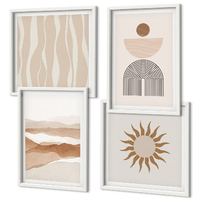 Set om 4 tavlor Abstrakt landskap naturgeometri