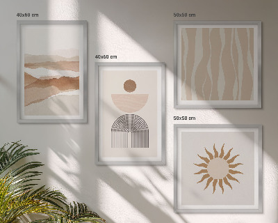 Set om 4 tavlor Abstrakt landskap naturgeometri