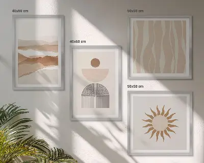 Abstrakt landskap naturgeometri set om 4 tavlor