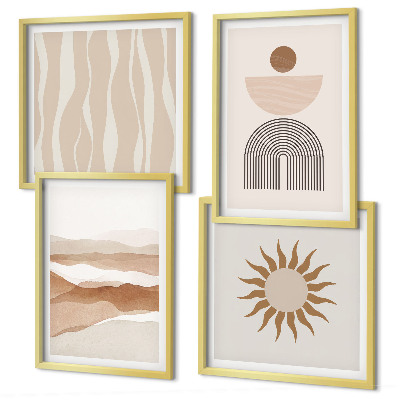 Set om 4 tavlor Abstrakt landskap naturgeometri