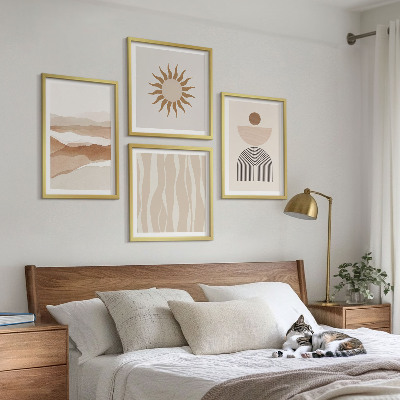 Set om 4 tavlor Abstrakt landskap naturgeometri